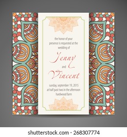 Card or invitation. Vintage decorative elements. Hand drawn background. Islam, Arabic, Indian, ottoman motifs.