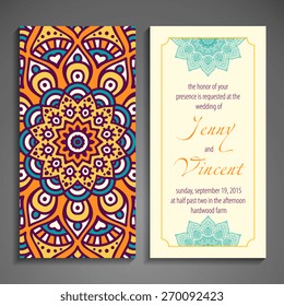 Card or invitation. Vintage decorative elements. Hand drawn background. Islam, Arabic, Indian, ottoman motifs.