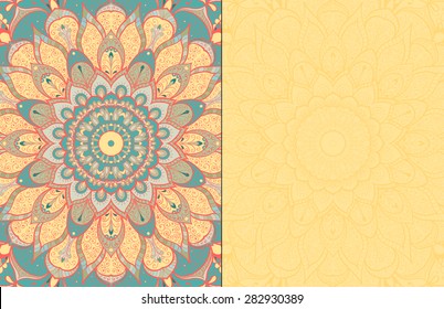 Card or invitation. Vintage decorative elements. Hand drawn background. Islam, Arabic, Indian, Pakistan motifs. Vector.
