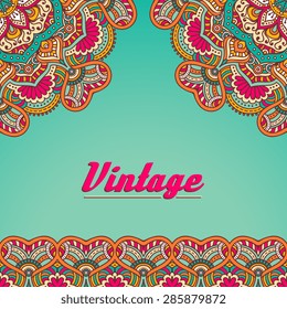 Card or invitation. Vintage decorative elements. Hand drawn background. Islam, Arabic, Indian, ottoman motifs.