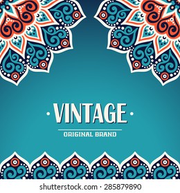 Card or invitation. Vintage decorative elements. Hand drawn background. Islam, Arabic, Indian, ottoman motifs.