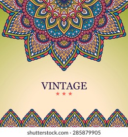 Card or invitation. Vintage decorative elements. Hand drawn background. Islam, Arabic, Indian, ottoman motifs.