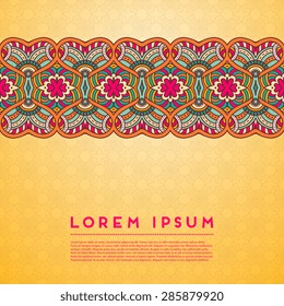 Card or invitation. Vintage decorative elements. Hand drawn background. Islam, Arabic, Indian, ottoman motifs.