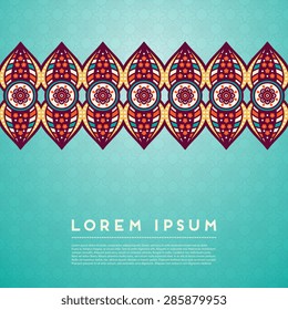 Card or invitation. Vintage decorative elements. Hand drawn background. Islam, Arabic, Indian, ottoman motifs.