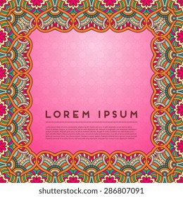 Card or invitation. Vintage decorative elements. Hand drawn background. Islam, Arabic, Indian, ottoman motifs.