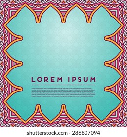 Card or invitation. Vintage decorative elements. Hand drawn background. Islam, Arabic, Indian, ottoman motifs.
