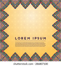 Card or invitation. Vintage decorative elements. Hand drawn background. Islam, Arabic, Indian, ottoman motifs.