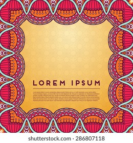 Card or invitation. Vintage decorative elements. Hand drawn background. Islam, Arabic, Indian, ottoman motifs.
