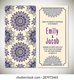 Card or invitation. Vintage decorative elements. Hand drawn background.