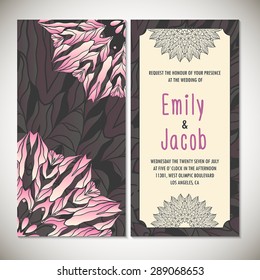 Card or invitation. Vintage decorative elements. Hand drawn background.