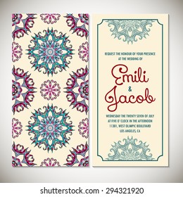 Card or invitation. Vintage decorative elements. Hand drawn background.