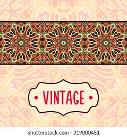Card or invitation. Vintage decorative elements. Hand drawn background.