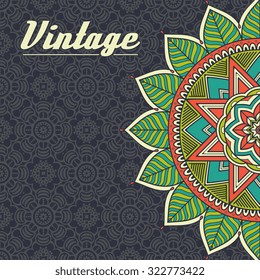 Card or invitation. Vintage decorative elements. Oriental pattern, vector illustration.  Islam, Arabic, Indian, turkish, pakistan, chinese, ottoman motifs
