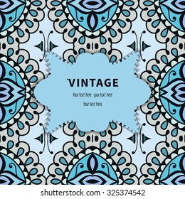 Card or Invitation. Vintage decorative elements, hand drawn background. Ornamental floral oriental pattern, vector illustration. Arabic indian turkish chinese motifs.