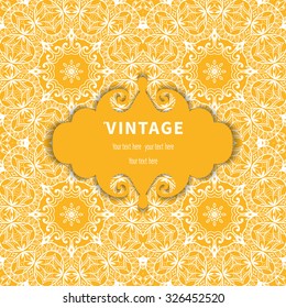 Card or Invitation. Vintage decorative elements, hand drawn background. Ornamental floral lace oriental pattern, vector illustration. Arabic indian turkish chinese motifs.