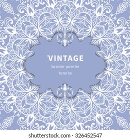 Card or Invitation. Vintage decorative elements, hand drawn background. Ornamental floral lace oriental pattern, vector illustration. Arabic indian turkish chinese motifs.