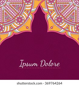 Card or invitation. Vintage decorative elements. Ornamental floral business cards, oriental pattern, vector illustration.  Islam, Arabic, Indian, turkish, pakistan, chinese, moroccan, ottoman motifs.