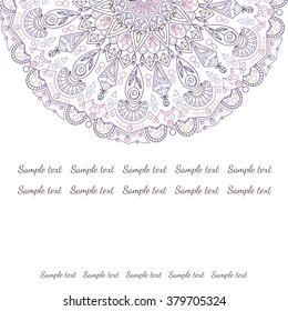 Card or invitation. Vintage decorative elements. Hand drawn background. Islam, Arabic, Indian, ottoman motifs.
