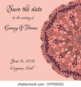 Card or invitation. Vintage decorative elements. Hand drawn background. Islam, Arabic, Indian, ottoman motifs.