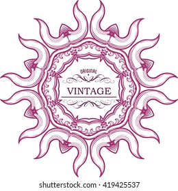 Card or invitation. Vintage decorative elements. Hand drawn background. 