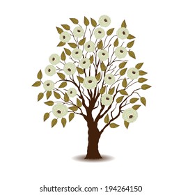Card with isolated tree roses