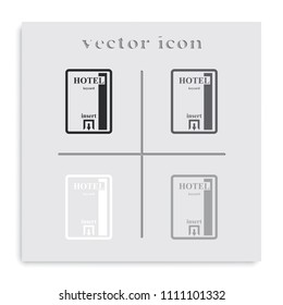 Card key flat black and white vector icon.