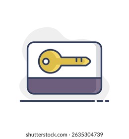 Card key flat vector isolated icon. Graph symbol for travel and tourism web site and apps design, logo, app, UI