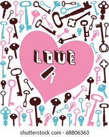card with keys and heart