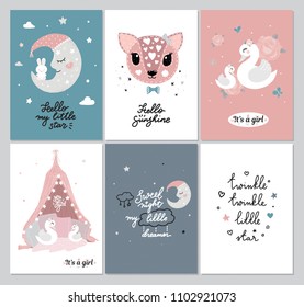 Card kid room design postcard poster girl boy 