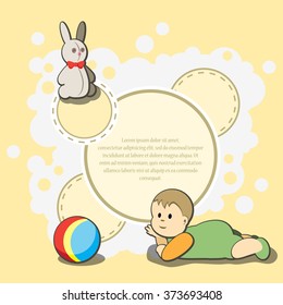 Card for kids congratulation. Vector illustration. It is easy to edit. In gallery also card different colors. Perfect for invitations or announcements. 