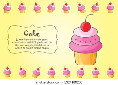Card for kitchen notes. Blank with cake ornament. Kitchen card. A cake
