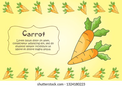 Card for kitchen notes. Blank with carrot ornament. Kitchen card. A carrot