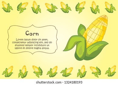 Card for kitchen notes. Blank with corn ornament. Kitchen card. A corn