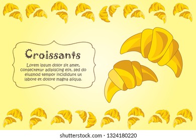 Card for kitchen notes. Blank with croissant ornament. Kitchen card. A croissant