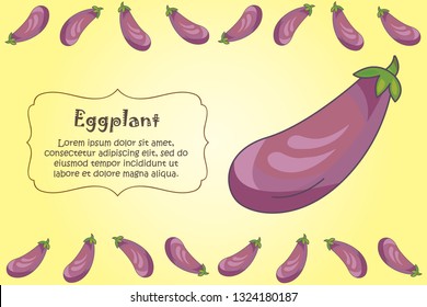 Card for kitchen notes. Blank with eggplant ornament. Kitchen card. A eggplant