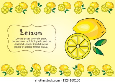 Card for kitchen notes. Blank with lemon ornament. Kitchen card. A lemon