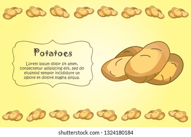 Card for kitchen notes. Blank with potato ornament. Kitchen card. A potato