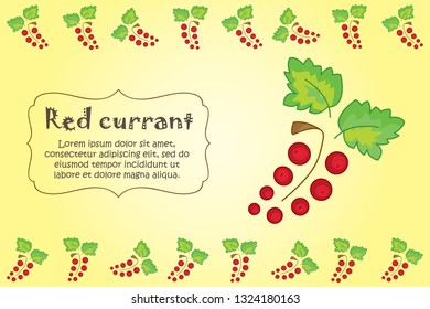 Card for kitchen notes. Blank with red currant ornament. Kitchen card. A red currant