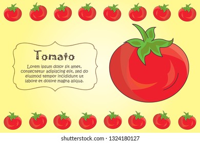 Card for kitchen notes. Blank with tomato ornament. Kitchen card. A tomato 