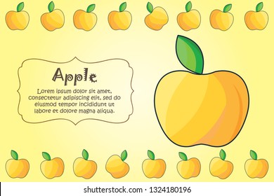 Card for kitchen notes. Blank with yellow apple ornament. Kitchen card. yellow apple