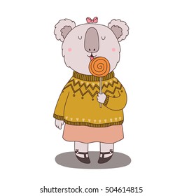Card with koala and candy