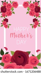 card with label happy mothers day and flower frame vector illustration design