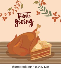 card with label thanksgiving day vector illustration design