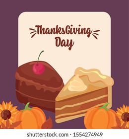 card with label thanksgiving day vector illustration design