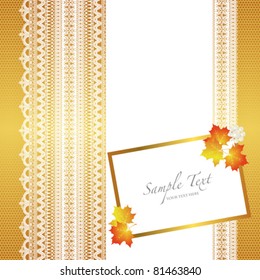 card with lace background and maple