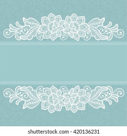 card with lace flowers decoration element