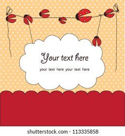 Card with ladybug vector