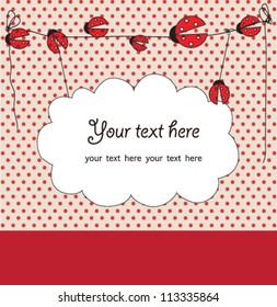 Card with ladybug vector