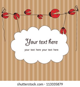 Card with ladybug vector
