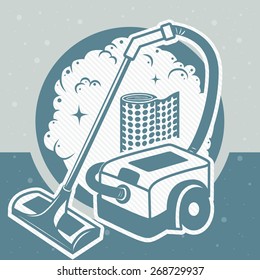 card with a large industrial vacuum cleaner